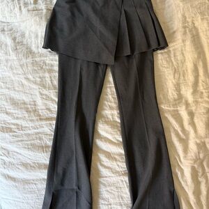 Zara Charcoal Gray trouser w/ pleated skirt